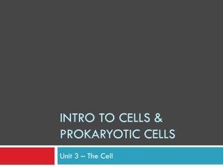 Intro to Cells &amp; Prokaryotic cells