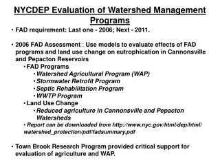 NYCDEP Evaluation of Watershed Management Programs