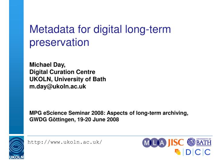 metadata for digital long term preservation