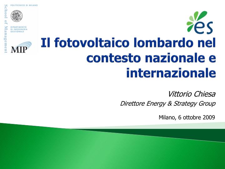 il fotovoltaico lombardo nel contesto nazionale e internazionale