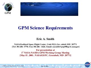 1. HQ Level 1 Science Requirements high level document -- Jun/2001 time frame