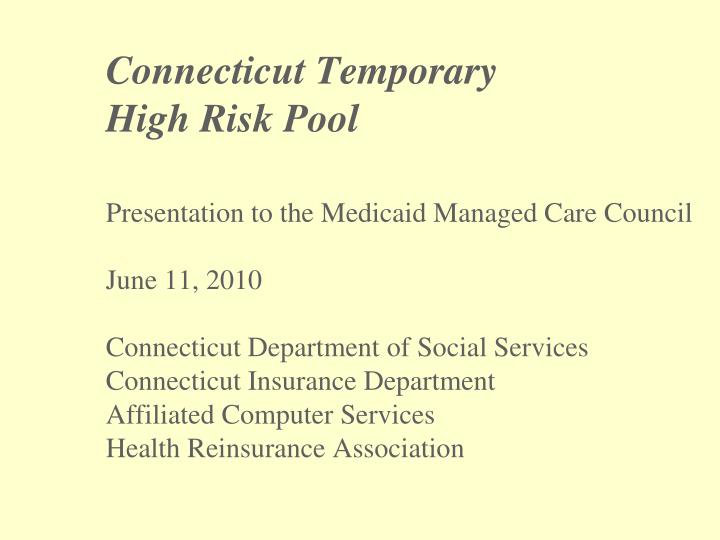 connecticut temporary high risk pool