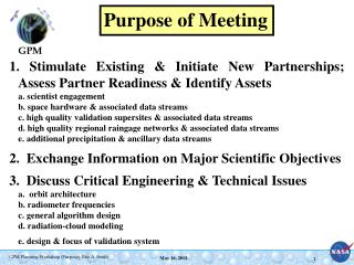Purpose of Meeting