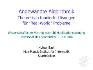 angewandte algorithmik theoretisch fundierte l sungen f r real world probleme