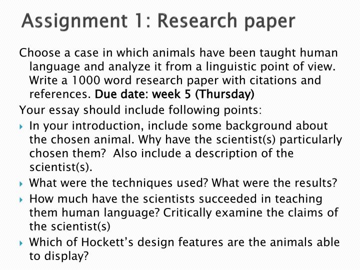 assignment 1 research paper