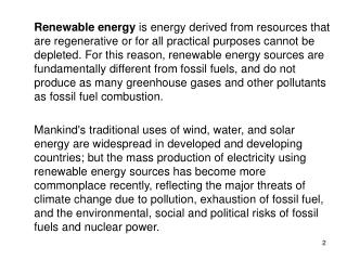 Renewable energy use