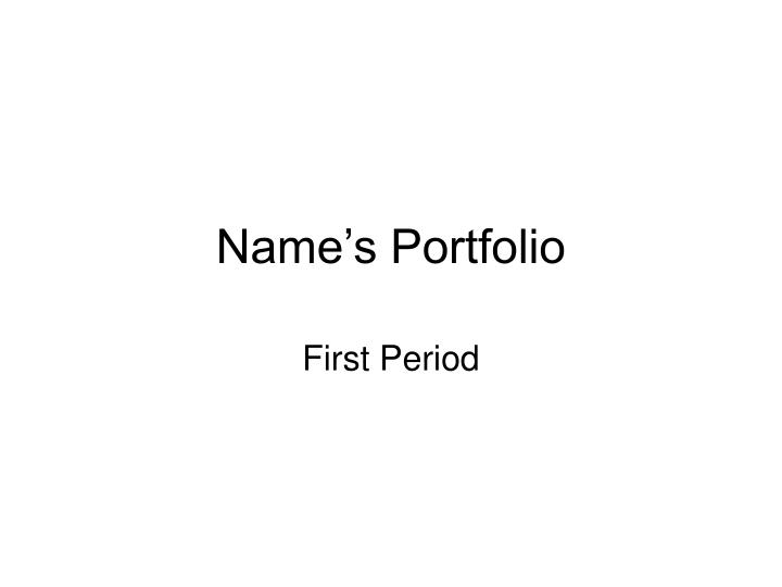 name s portfolio