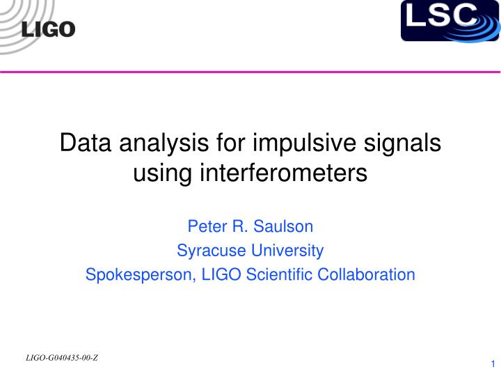data analysis for impulsive signals using interferometers