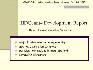 HDGeant4 Development Report