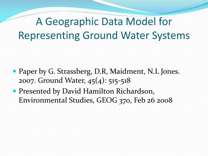 a geographic data model for representing ground water systems