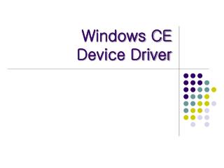 windows ce device driver