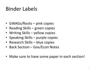 Binder Labels