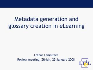 Metadata generation and glossary creation in eLearning