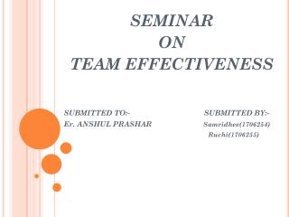 SEMINAR ON TEAM EFFECTIVENESS SUBMITTED TO:- SUBMITTED BY:-