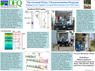 The Ground Water Characterization Program