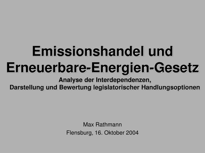emissionshandel und erneuerbare energien gesetz