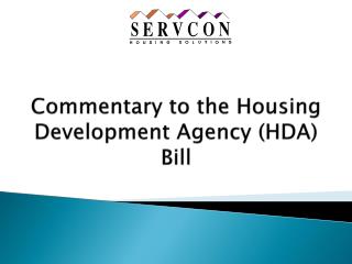 Commentary to the Housing Development Agency (HDA) Bill