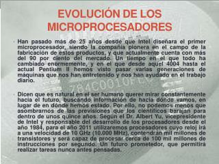 evoluci n de los microprocesadores