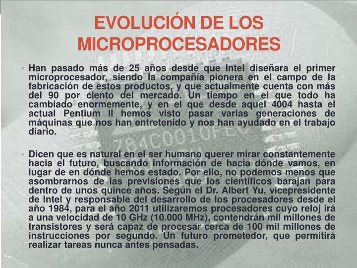 evoluci n de los microprocesadores