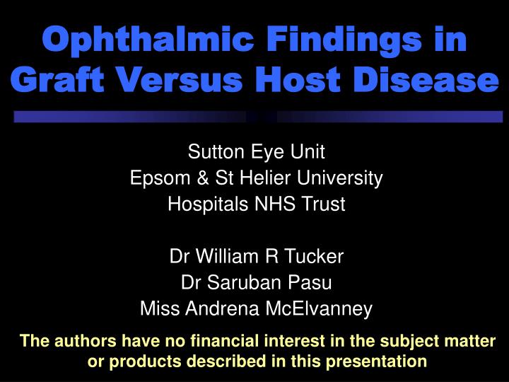 ophthalmic findings in graft versus host disease