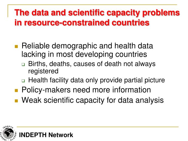 the data and scientific capacity problems in resource constrained countries