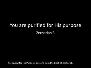 You are purified for His purpose Zechariah 3