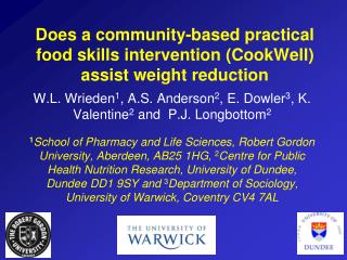 Does a community-based practical food skills intervention (CookWell) assist weight reduction