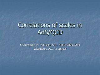 Correlations of scales in AdS/QCD