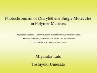 Photochromism of Diarylethene Single Molecules in Polymer Matrices