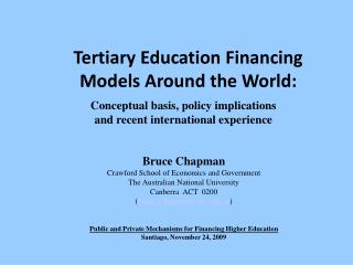 Tertiary Education Financing Models Around the World: