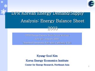 DPR Korean Energy Demand/Supply Analysis: Energy Balance Sheet 2003