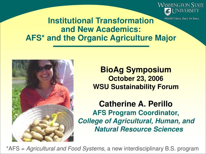 institutional transformation and new academics afs and the organic agriculture major