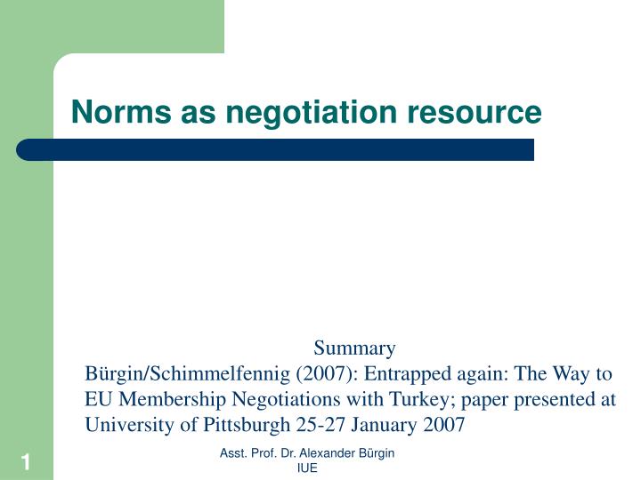 norms as negotiation resource