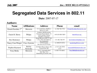 Segregated Data Services in 802.11
