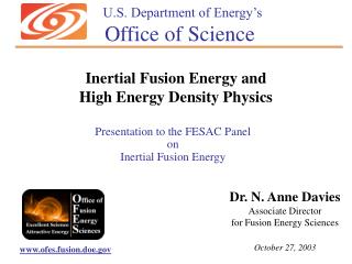 Presentation to the FESAC Panel on Inertial Fusion Energy