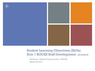 Student Learning Objectives (SLOs) Erie 1 BOCES Staff Development - AM SESSION