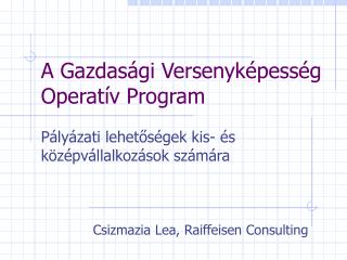 a gazdas gi versenyk pess g operat v program