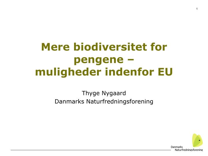 mere biodiversitet for pengene muligheder indenfor eu