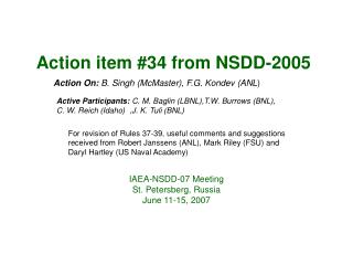 Action item #34 from NSDD-2005