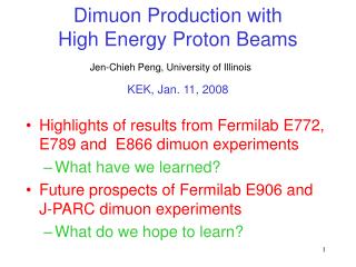 Dimuon Production with High Energy Proton Beams