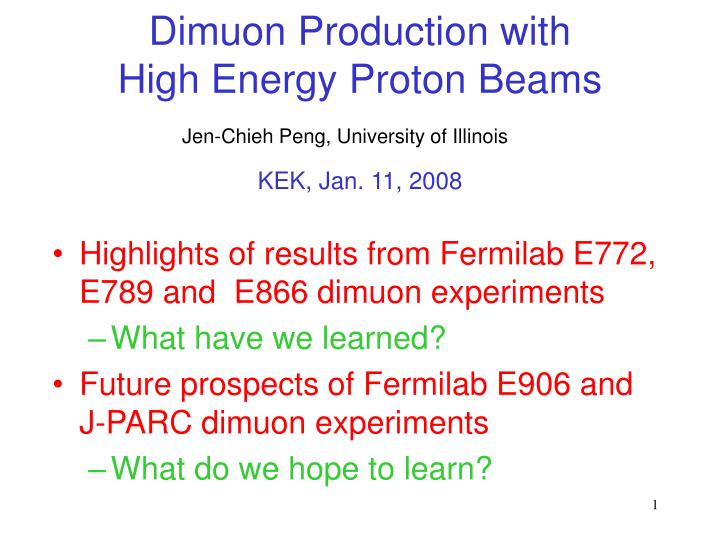 dimuon production with high energy proton beams