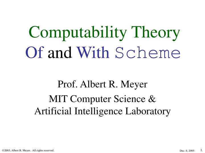 computability theory of and with scheme