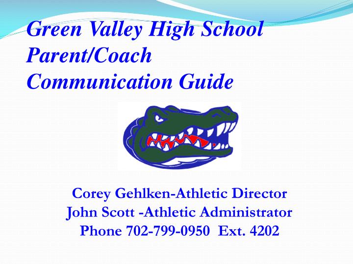 green valley high school parent coach communication guide
