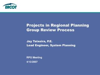 Projects in Regional Planning Group Review Process