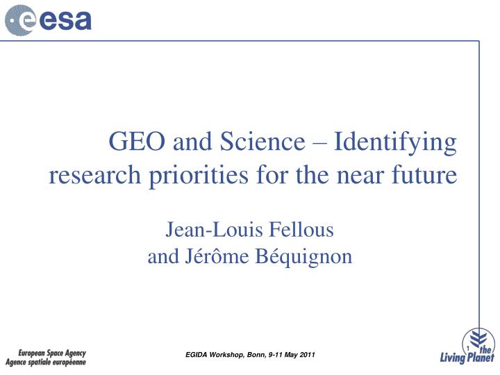 geo and science identifying research priorities for the near future