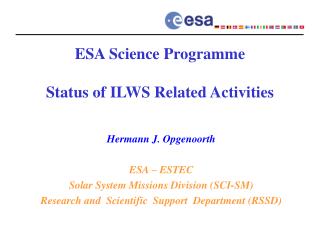 ESA Science Programme Status of ILWS Related Activities