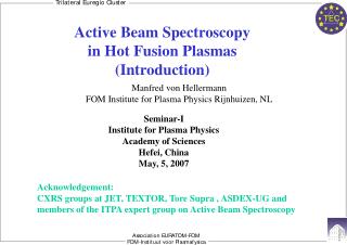 Active Beam Spectroscopy in Hot Fusion Plasmas (Introduction)
