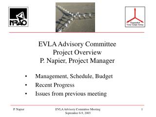 EVLA Advisory Committee Project Overview P. Napier, Project Manager