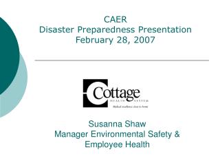 Susanna Shaw Manager Environmental Safety &amp; Employee Health