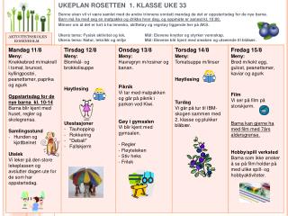 ukeplan rosetten 1 klasse uke 33